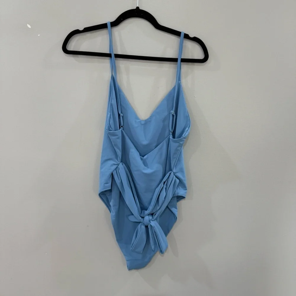 NWT Mara Hoffman One Piece Swim Gamela Front Tie in Vento Baby Blue